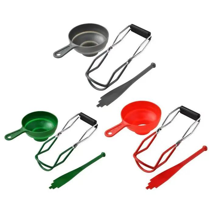 Kit d'outils de mise en conserve pratique 3 pièces : Pince à bocaux anti-brûlure et entonnoir de qualité alimentaire