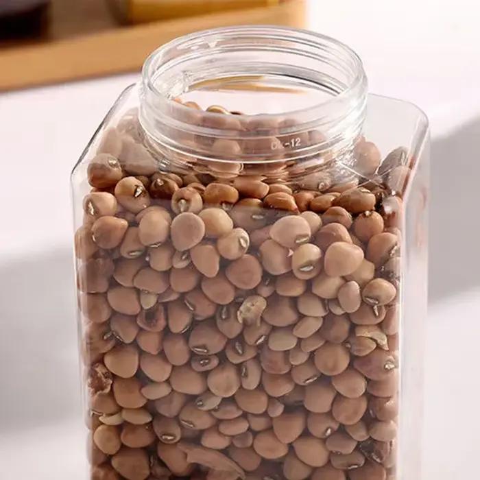 Pots en plastique transparent avec couvercle en aluminium, bouteilles carrées en l'horloge, beaucoup de cosmétiques, pots à strass scellés, pots à épices de cuisine, 540ml, 10 pièces