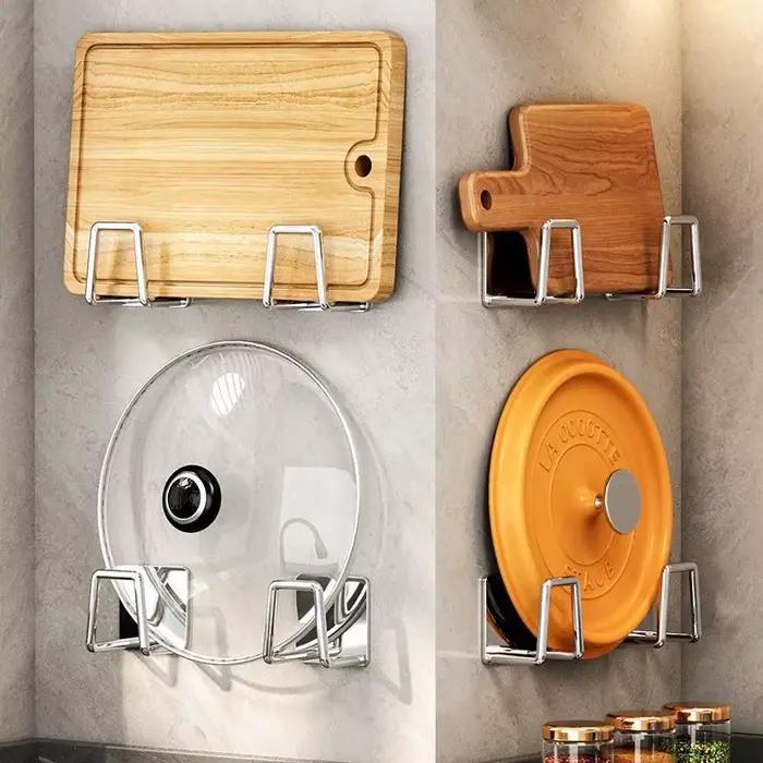 Support de rangement de cuisine en acier inoxydable non perforé pour couvercles de casseroles et planches à découper occasions spéciales décoration et organisation