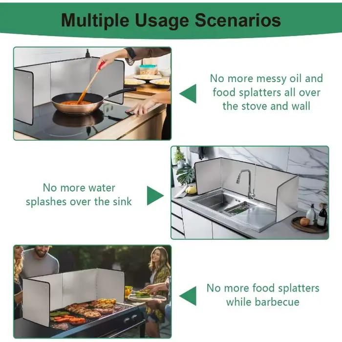 Baffle anti-éclaboussures d'huile pliable pour cuisinière à gaz