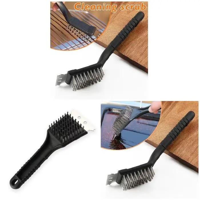 Brosse pour Barbecue Accessoire de Cuisine Poils en Fil d'Acier Inoxydable Grattoir Nettoyeur de Grille Polyvalent pour Tous Types de Grills Occasions Familiales et Amicales