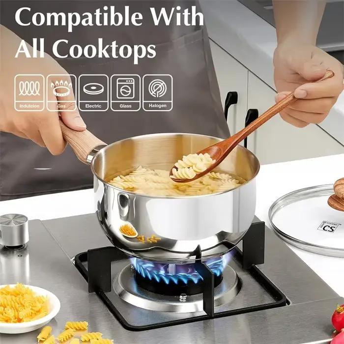 Casserole KOCH SYSTEME CS en acier inoxydable avec couvercle en verre pour soupes et sauces occasionnelle à offrir