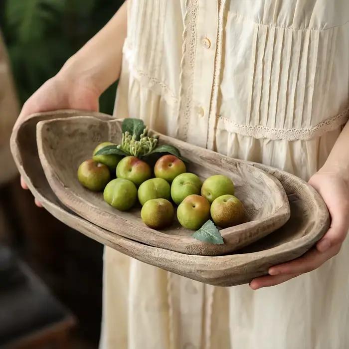 Paulownia – plateau à fruits en bois de Type bateau
