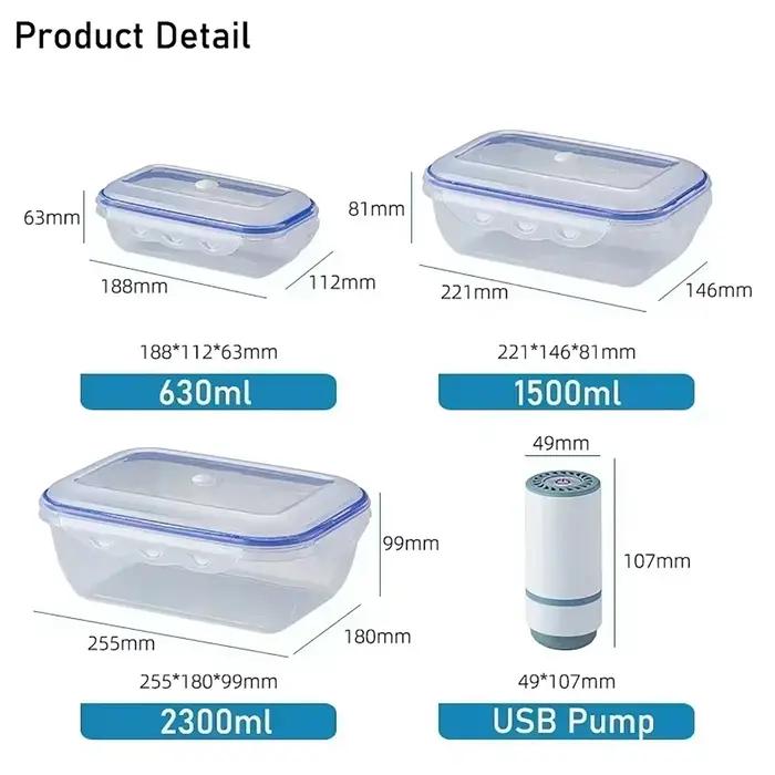 Boîte de stockage des aliments sous vide, conteneur de stockage Transparent, organisateur de réfrigérateur, boîte de scellage sûre au micro-ondes, distributeur de nourriture