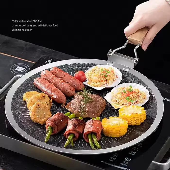 Plaque de cuisson ronde en acier inoxydable