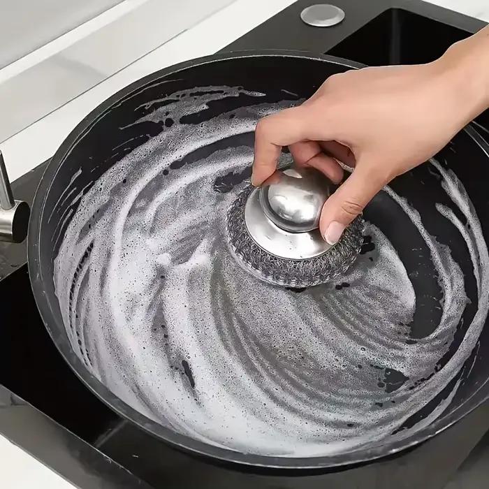 Épurateur robuste en acier inoxydable brosse ergonomique pour nettoyage de casseroles et poêles occassions quotidiennes et évènements familiaux
