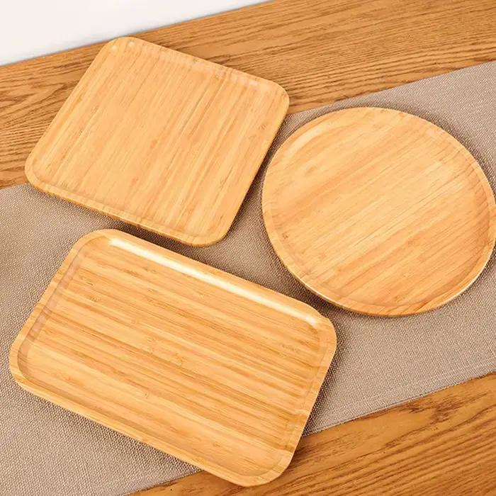 Assiette de fruits en bois de hêtre, assiette de buffet domestique, assiettes ovales en bois, plateaux décoratifs, bonbons rectangulaires, dessert quePlate, britware