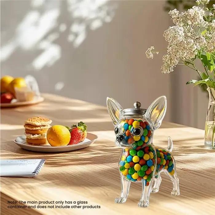 Pot en verre hermétique pour friandises pour chien Chihuahua