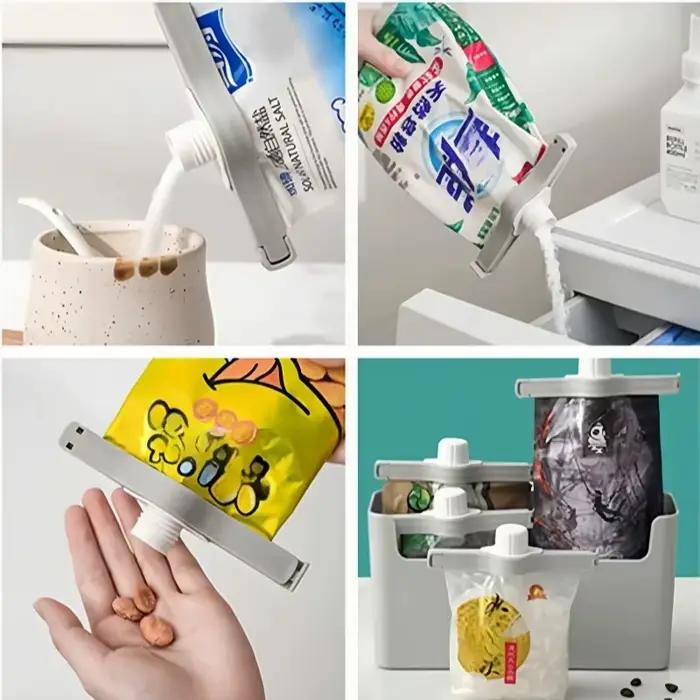 Clips de conservation pour sacs alimentaires, sacs à collation, sacs à épices, sacs à lait en poudre, avec bouchon à vis, gadgets et accessoires ménagers