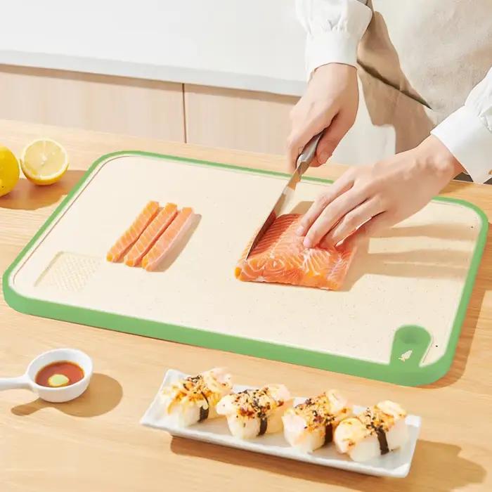 Planche à découper double face antibactérienne anti-moisissure pour cuisine et préparation de fruits blanc bleu jaune rouge noir vert