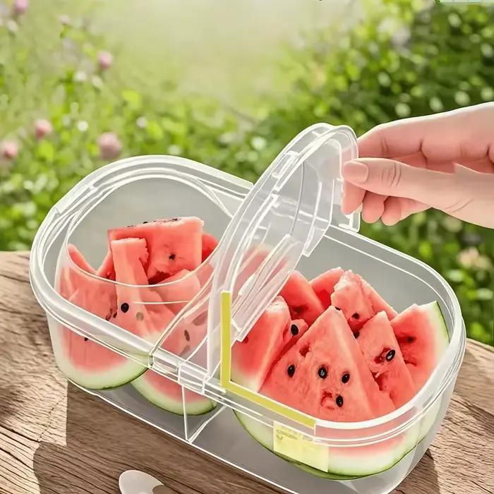 Réfrigérateur de fruits et aliments à ouverture simple et Double, boîte de rangement anti-poussière, conteneur de stockage de fruits de pique-nique Portable réutilisable 1 pièce