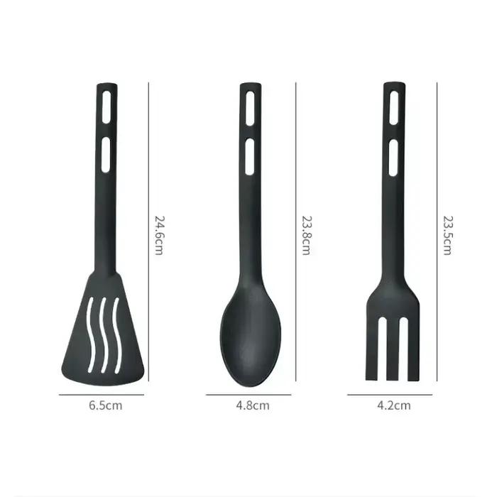 Lot de 3 ustensiles de cuisine en nylon : fourchette à surface plate
