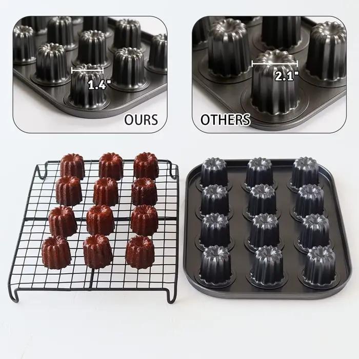 Moule à Canèle antiadhésif en acier au carbone pour fabrication de canèles, muffins et cupcakes, idéal pour occasions spéciales et pauses gourmandes