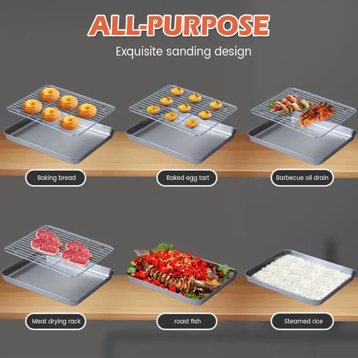 Plaque de cuisson en acier inoxydable avec grille pour gâteaux, barbecue, four, brownies, outil de cuisson et de grillade pour occasions spéciales et cadeaux d'anniversaire