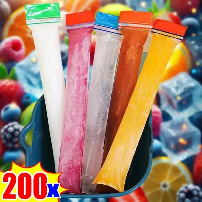 Sacs à crème glacée jetables, 50 à 200 pièces, sacs à glace transparents pour bricolage, jus, yaourt, chocolat, glace, accessoires de cuisine d'été