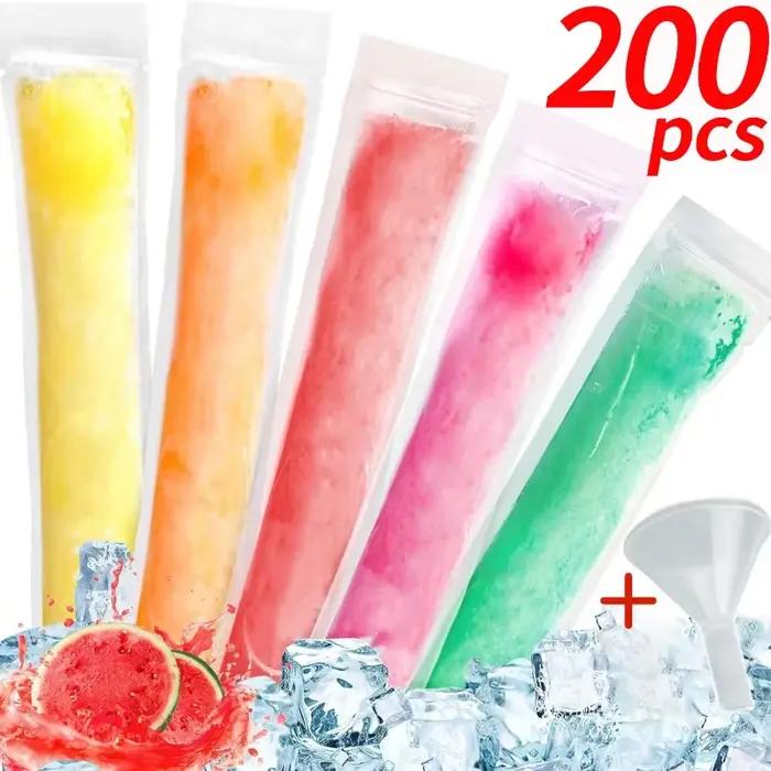 Sacs à glaces transparents jetables, bricolage de sucettes glacées, jus de fruits, Smoothies, sac de moule de yaourt avec fermeture éclair, sac à sucettes glacées pour enfants