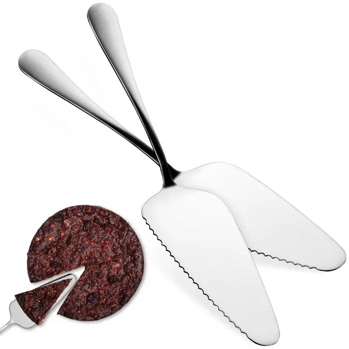 Pelle à gâteaux avec bord dentelé, facile à nettoyer, Surface lisse, serveur à gâteaux pour vaisselle de mariage, fourniture pour fête de mariage, 2 pièces