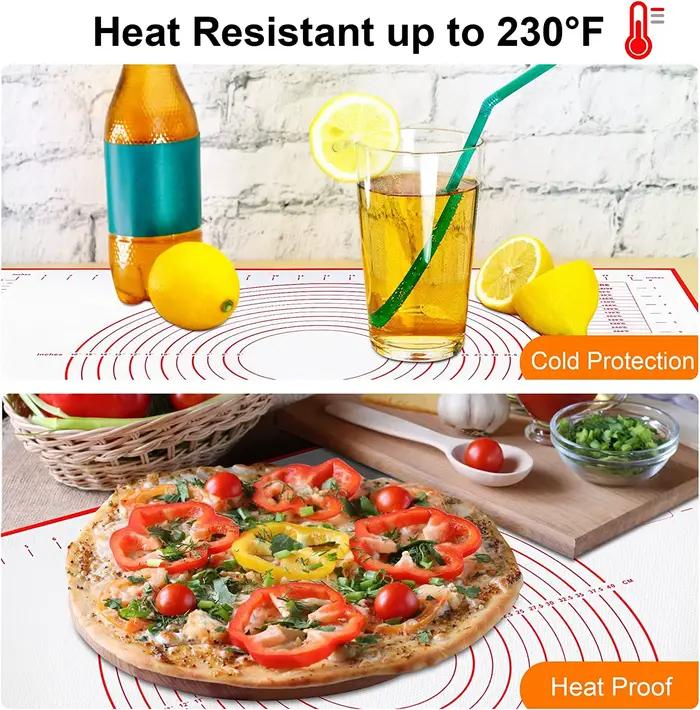 Tapis de cuisson en silicone buyyes pour pâte à pizza, gâteau et pâte - outil de pâtisserie et cuisson résistant, antiadhésif, multicolore pour cuisine et bar occasionnels