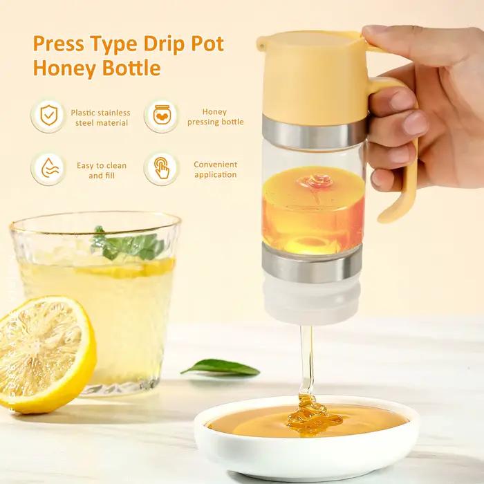 Distributeur de miel en verre avec poignée, sans goutte à goutte, pot de sirop d'érable, bouteille d'huile multifonctionnelle, outil de cuisine