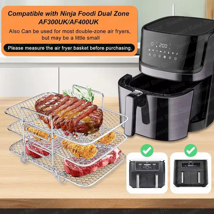 Grille de cuisson et supports de cuisson à la vapeur en acier inoxydable pour friteuses à air chaud Ninja Foodi AF300EU AF400EU occasions spéciales barbecues soirées famille