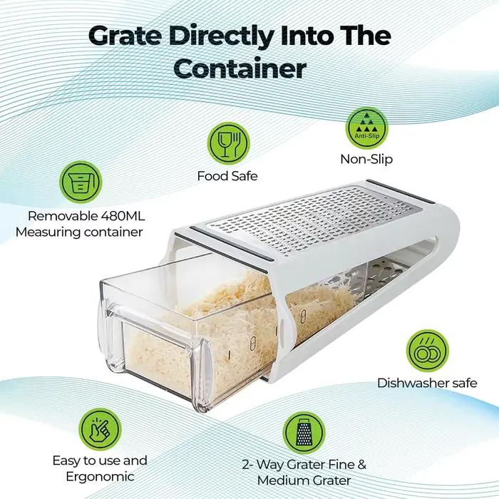 Râpe à fromage avec récipient pour légumes de cuisine