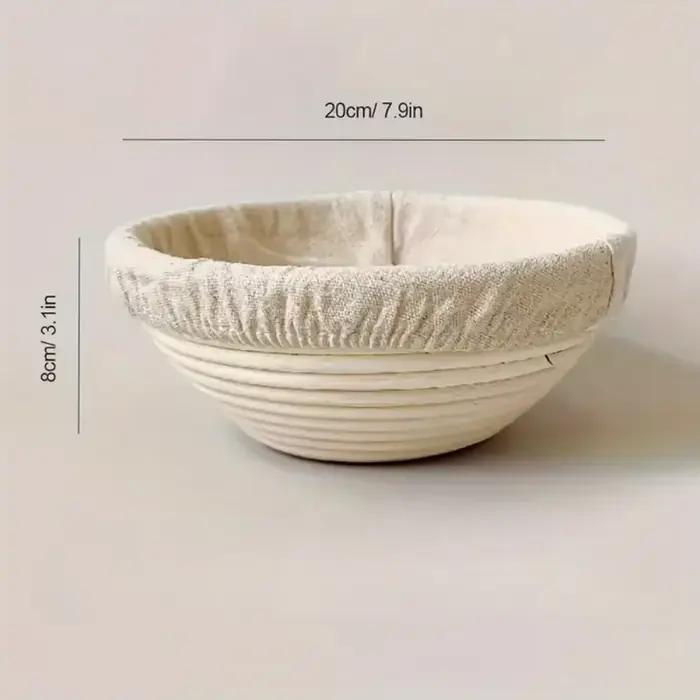 Panier à pain bol à pâte rond doublé de lin Structure en rotin naturel utilisé pour la Fermentation et l'ustensile de cuisine de cuisson professionnel