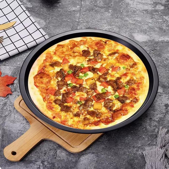 Plat à pizza circulaire en acier au carbone antiadhésif de 6