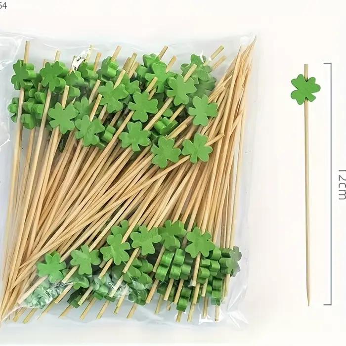Brochettes de trèfle à quatre feuilles pour fournitures de cuisine, pics de fête-finition polie, pour noël, Thanksgiving, saint-valentin