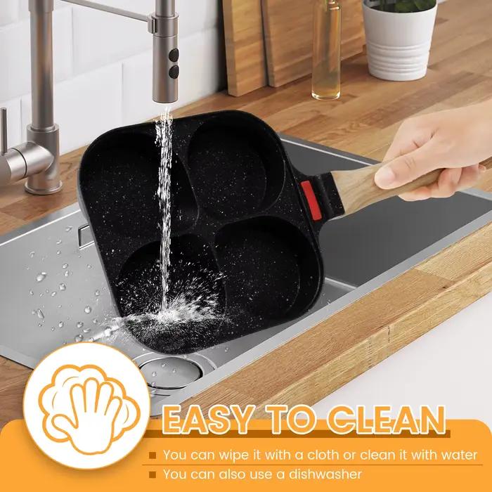 Poêle à œufs antiadhésive, 4 tasses, ustensiles de cuisine, poêle à crêpes, poêle à œufs adaptée à la cuisinière à gaz, cuisinière à Induction, petit déjeuner