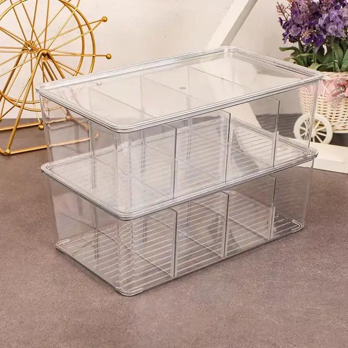 Boîte de rangement de sachets de thé, boîte de rangement multifonctionnelle de bureau avec couvercle, organisateur en acrylique, compartiment de sac à café, boîte de rangement