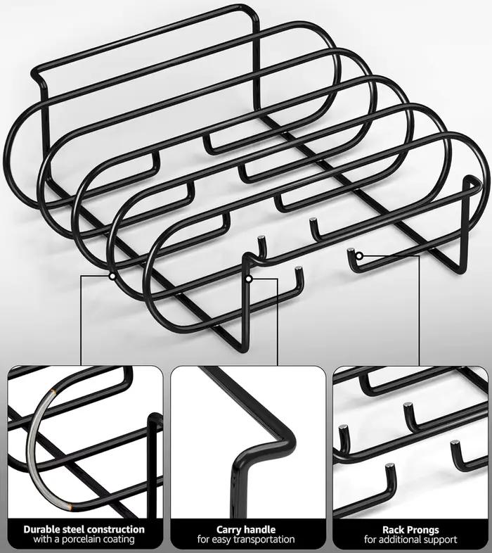 Supports à nervures pour Barbecue en acier revêtu antiadhésif pour rôtissage de la viande 4 nervures occasion spéciale et quotidienne