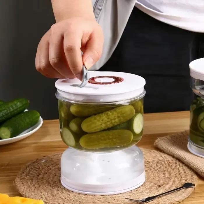 Pot hermétique pour cornichons, avec séparation humide et sèche, couvercle à rabat et passoire, design sablier, pour olives