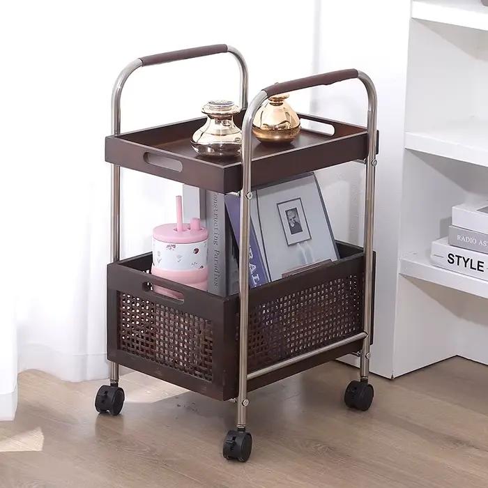 Support de rangement moderne et simple en acier inoxydable multifonctionnel pour salons cuisines salles de bains avec roulettes pour ranger ustensiles de cuisine produits d'entretien