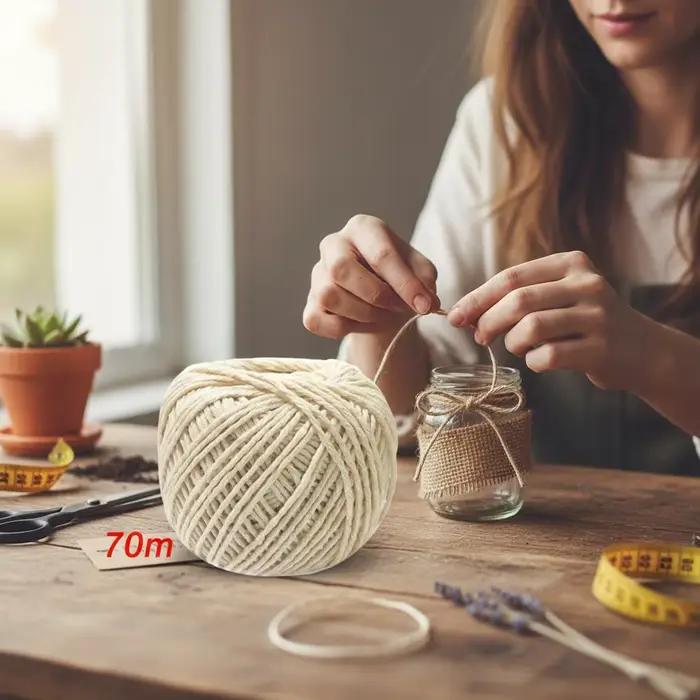 Corde de boucher en coton non blanchi multicolore pour présentation de viandes et volailles occasions spéciales trousseau de 70mètres tranches de dinde barbecue saucisses fêtes familiales