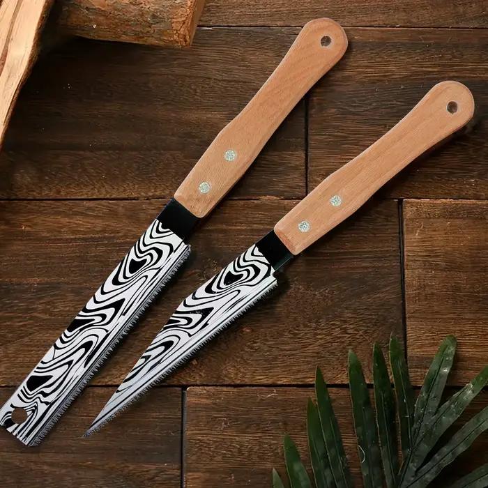 Ensemble de scies à main japonaises à motif Damas avec manche en bois pour le travail du bois, le jardinage et la taille