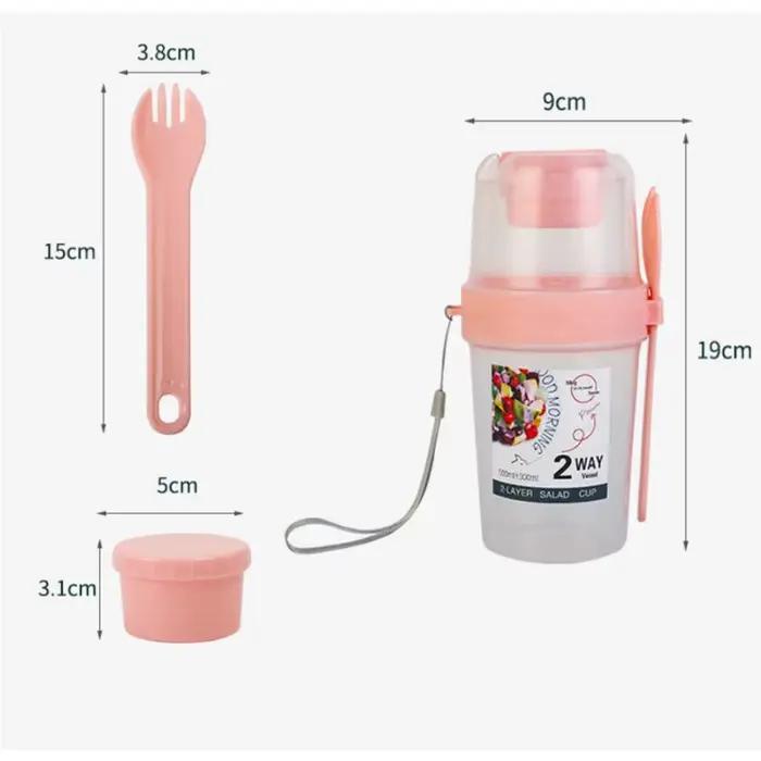 1 pièce Tasse à salade portable avec couvercle et fourchette