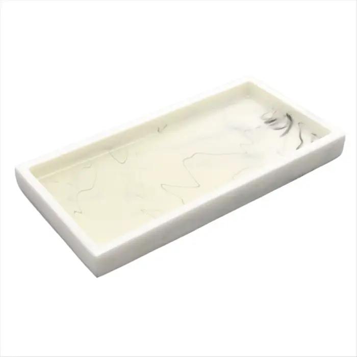 Plateau en résine motif marbre multifonctionnel pour bijoux cosmétiques et plantes salon salle de bains vanity chambre à coucher occasions spéciales