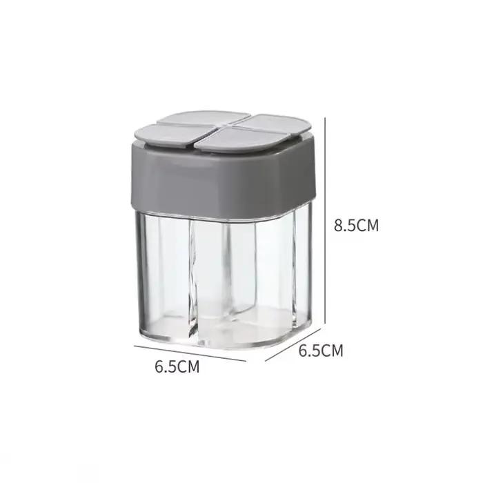 Pot à épices de camping 4-en-1 avec couvercle, distributeur transparent à 4 compartiments pour la cuisine en extérieur, barbecue, sel et poivre