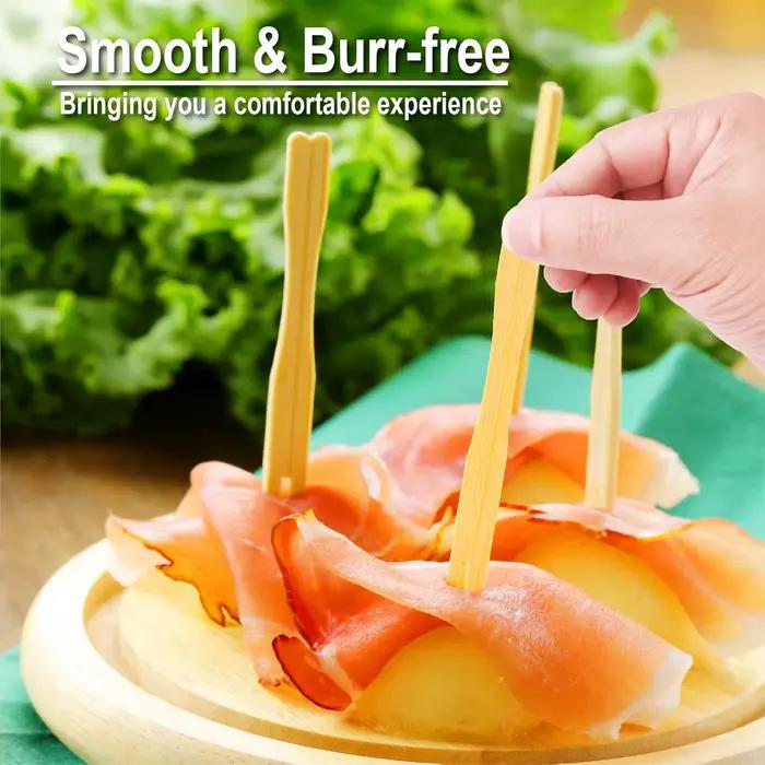 Fourchettes à apéritif en bambou, 100 pièces, fourchettes en bambou pour planches de charcuterie, accessoires cure-dents, choix de fruits et de nourriture pour Cocktail, fournitures de fête