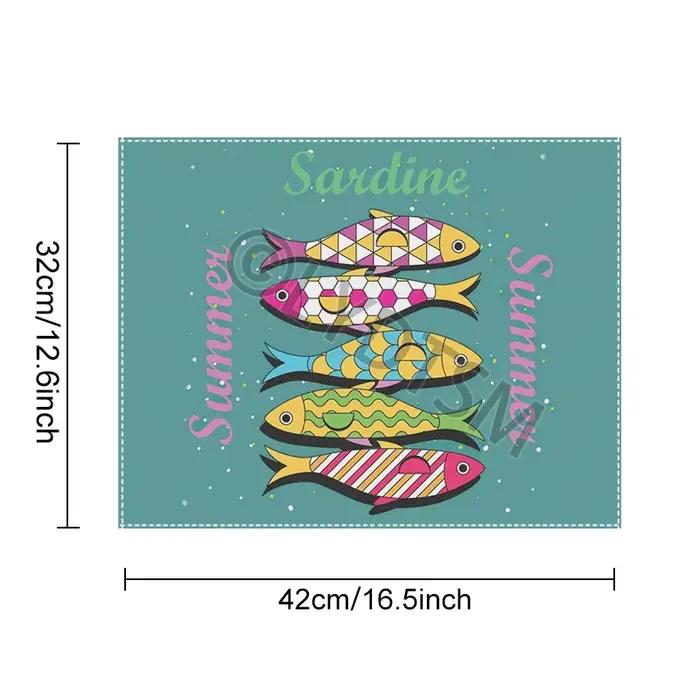 Tapis de Table imprimé créatif en forme de boîtes de sardine colorées