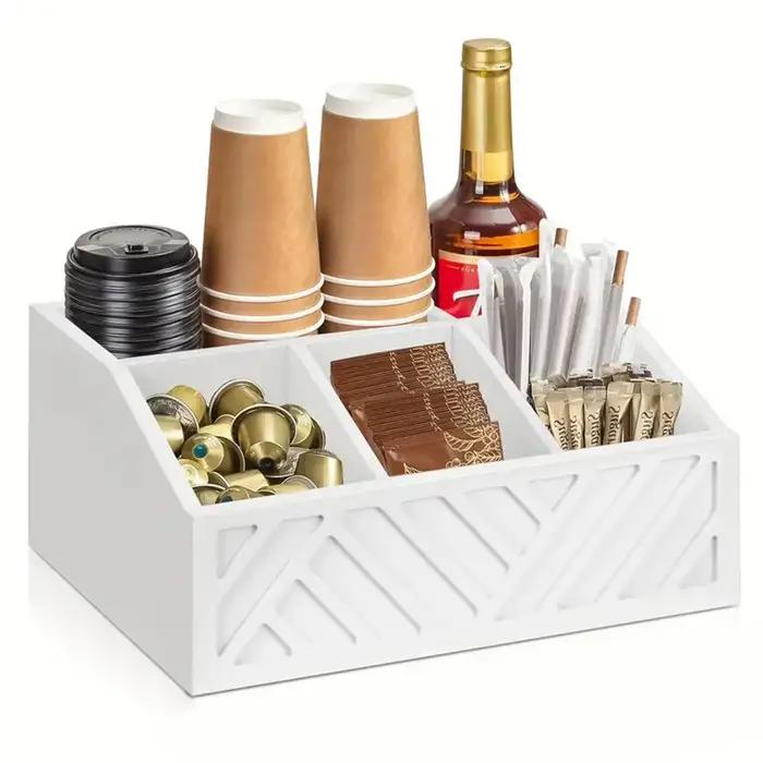 Boîte de rangement de sachets de café, cloison de rangement de sachets de thé en bois, maison, tasse en papier, Bar, boîte d'exposition de rangement, organisateur de cuisine