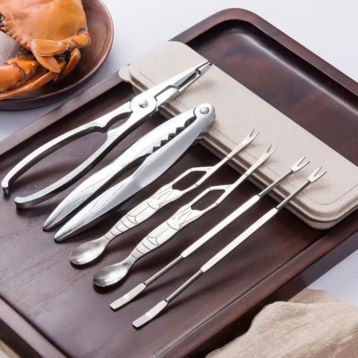 Lot de 3/6 outils professionnels en acier inoxydable pour fruits de mer, pince à homard et crabe imprimée avec boîte, pince à homard, outils pour fruits