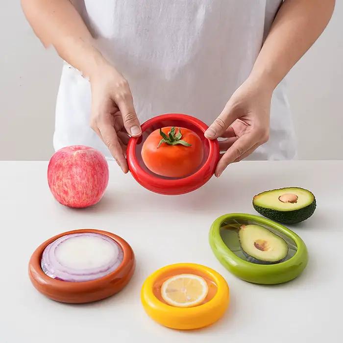 Boîte d'économie de nourriture réutilisable, demi-coupe de fruits frais, conteneur de stockage de Film rétractable, couvercle de conservation des fruits, outils de cuisine