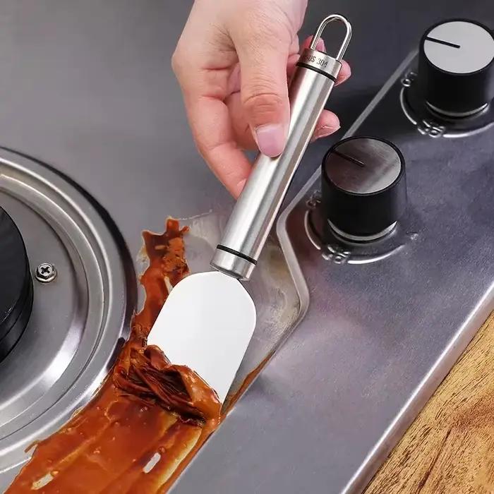 Spatule en acier inoxydable BMPEIC polyvalente pour nettoyage de cuisine barbecue comptoirs en pierre et plus