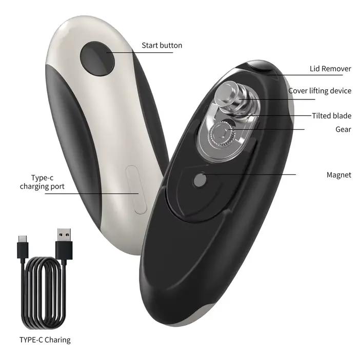 Ouvre-boîte électrique automatique Compact, outil de cuisine Portable à une touche pour pot et bouteille, rangement facile, ouvre-boîte Rechargeable