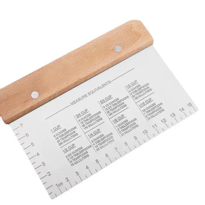 Coupe de farine de cuisson avec manche en bois en acier inoxydable