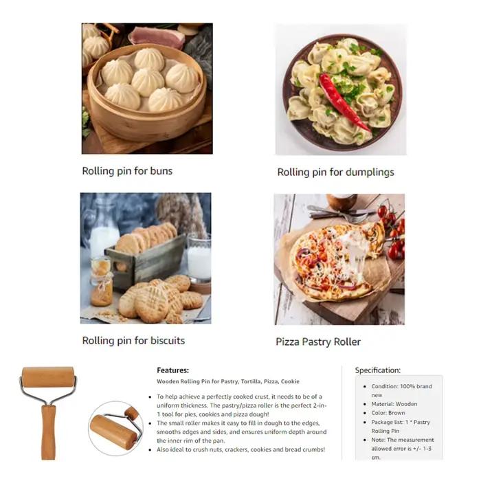 Rouleau à pâte en bois antiadhésif pour pizza et autres préparations de cuisine à domicile pour les amateurs de pâtisserie