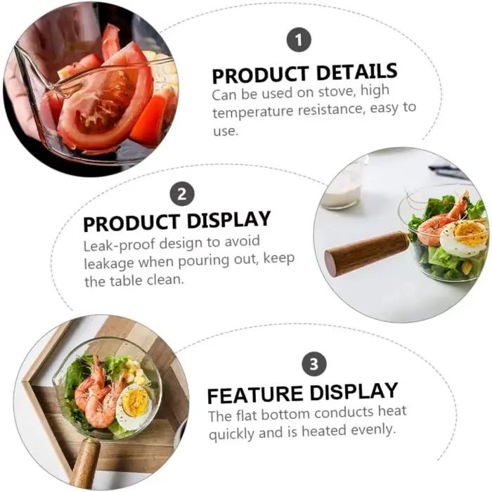 Pot en verre 400 600 ml avec poignee en bois cocottes soupes bouillons stabilite elegance cuisine occassions speciales