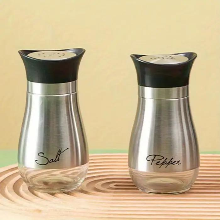 Distributeur de salière astronomique en verre et acier inoxydable, 2 pièces, shakers, épices, trous de versement réglables, boîtes d'assaisonnement