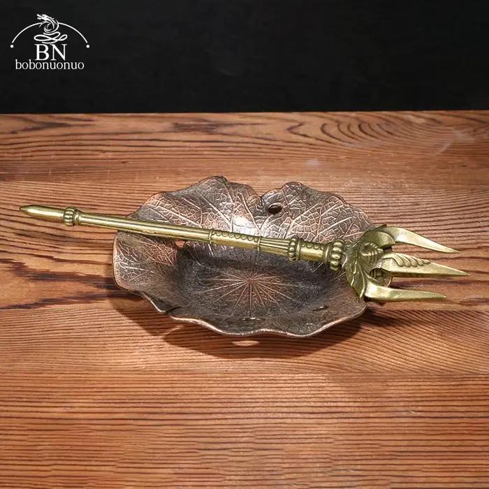Couteau à thé Trident en cuivre figurine miniature en laiton vintage décorations de mythologie grecque accessoire d'arme de Poseidon pour collectionneurs et amoureux de la culture grecque